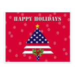 Postal patriótica militar del navidad del árbol