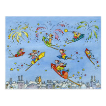 Postal "pequeños Rockets " de la Feliz Año Nuevo