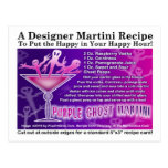 Postal púrpura de la receta de Halloween Martini d