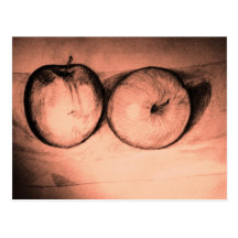 Postal roja de las manzanas