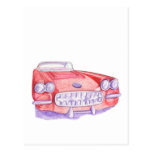 Postal roja del coche del juguete