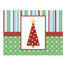 Postal roja del día de fiesta del árbol del estilo