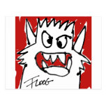 Postal roja del monstruo del dibujo animado