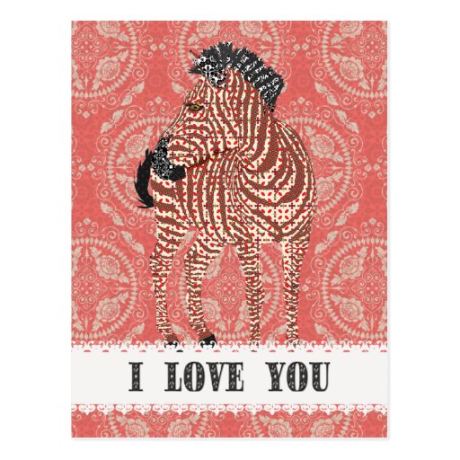 Postal roja retra del amor de Zenya