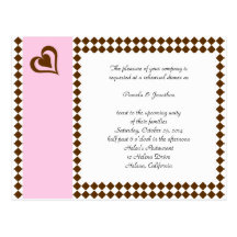 Postal rosada de la contestación de la invitación 