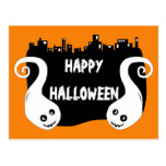 Postal sonriente de Halloween de dos fantasmas tarjetas postales