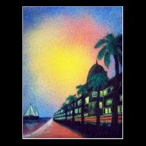 Postal tropical de las noches tarjetas postales