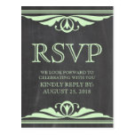Postal verde de RSVP de la pizarra de Deco