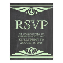 Postal verde de RSVP de la pizarra de Deco