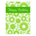 Postal verde floral del feliz cumpleaños del vinta