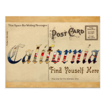 Postal vieja de California de la apariencia vintag