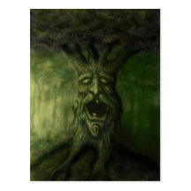 postal vieja de la fantasía del árbol