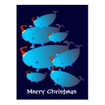 Postales del navidad: Una familia de la ballena