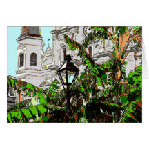 Poste cuadrado de la lámpara de Jackson New Orlean Felicitacion