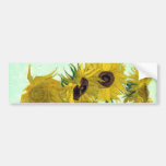 Poste-Impresionismo de los girasoles del florero 1 Etiqueta De Parachoque