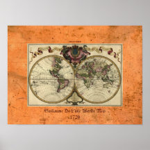 "Poster 1720 del mapa de Olde Worlde del deLisle d