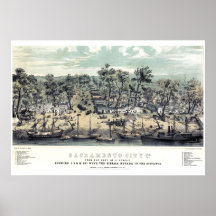 Poster 1850 del vintage de Sacramento California