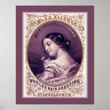 Poster 1860 de la publicidad de la loción capilar 