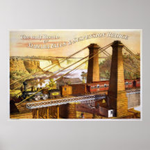 Poster 1876 de puente colgante de Niagara Falls
