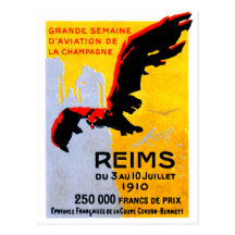Poster 1910 del salón aeronáutico de Reims Tarjetas Postales