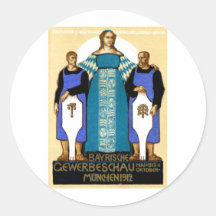 Poster 1912 de Munich Alemania Etiqueta Redonda