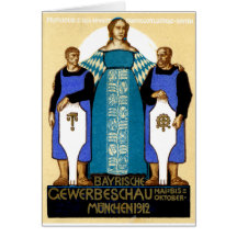 Poster 1912 de Munich Alemania Felicitaciones