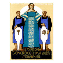 Poster 1912 de Munich Alemania Tarjeta Postal