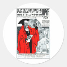Poster 1913 de la farmacia de Viena Etiquetas Redondas