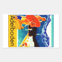 Poster 1925 de Adelboden Suiza Pegatina
