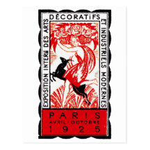 Poster 1925 del art déco de París Postal