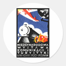 Poster 1930 de la expo de Poznán Etiquetas Redondas