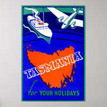 Poster 1930 del viaje de Tasmania