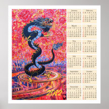 Poster 2012 del calendario de la flor del dragón