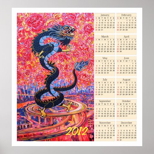 Poster 2012 del calendario de la flor del dragón