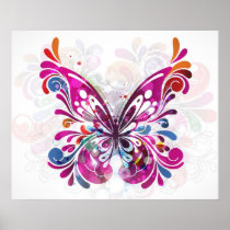 Poster abstracto decorativo de la mariposa posters
