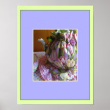 Poster acogedor de té de los tulipanes de la prima
