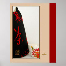 Poster acogedor japonés de té del estilo contempor
