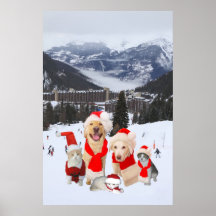 Poster adaptable de los mascotas del navidad