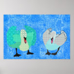 Poster adornado azul de los cisnes ostentosos