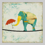 Poster agraciado de oro del arte del elefante posters