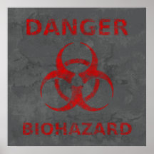 Poster amonestador apenado del Biohazard rojo