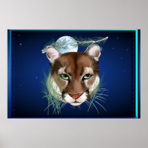 Poster ancho de medianoche del león de montaña