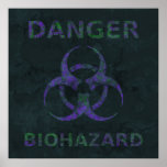 Poster apenado del símbolo del Biohazard (púrpura)
