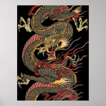 Poster asiático impresionante del dragón