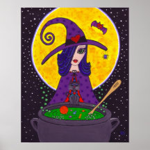 Poster atractivo de Halloween de la bruja