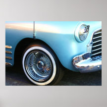 Poster azul clásico del coche