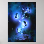 Poster azul de las mariposas