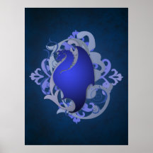 Poster azul del dragón de la fantasía urbana
