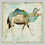 Poster azul soñador del arte de los camellos posters