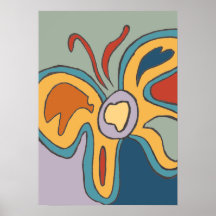 Poster azul y amarillo de Flutterfly